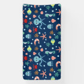 かわいい海洋生物パターン 横断幕 (縦)