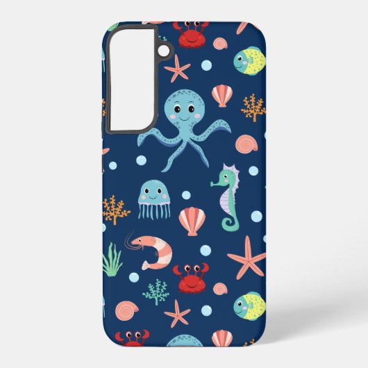 かわいい海洋生物パターン SAMSUNG GALAXYケース (裏面)