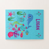 かわいい海洋生物動物パーソナライズされた少年 ジグソーパズル (横)