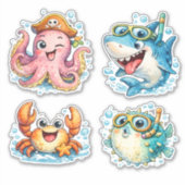 かわいい海洋生物 シール (正面)