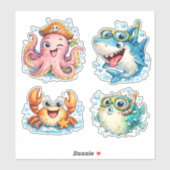 かわいい海洋生物 シール (シート)