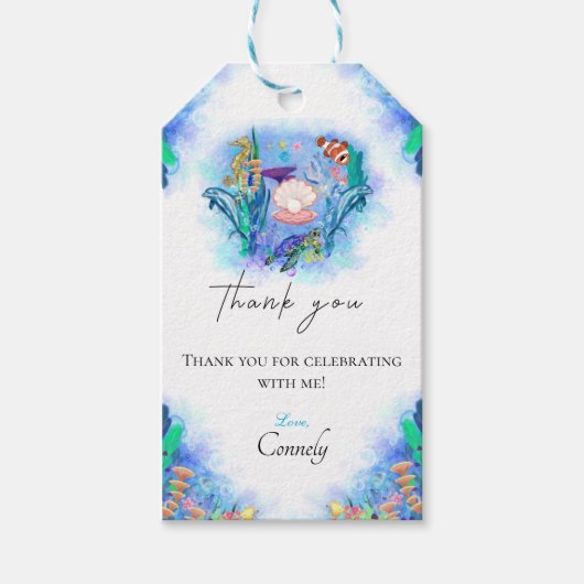 かわいい海海獣ありがとうギフトラベル ギフトタグ (正面)