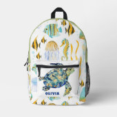 かわいい海獣シームレスパタパーソナライズされたーン プリントバックパック (正面)