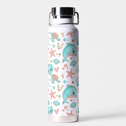 かわいい海獣パターカッコいいン名前をカスタムする ウォーターボトル (背面)