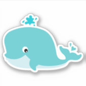 かわいい海獣ベビー鯨 シール (正面)