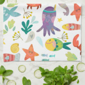 かわいい海獣 キッチンタオル (折り畳み)