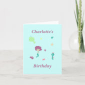 かわいい海生の人魚の名前を青に サンキューカード (正面)