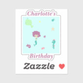 かわいい海生の人魚の名前を青に シール (シート)