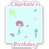 かわいい海生の人魚の名前を青に シール (正面)