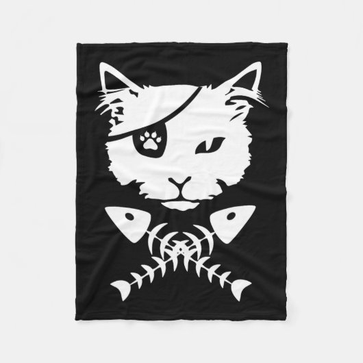 かわいい海賊おもしろい猫 フリースブランケット (正面)