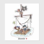 かわいい海賊がいか乗り |漫画 シール (シート)