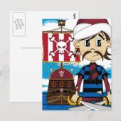 かわいい海賊と船はがき ポストカード (正面/裏面)