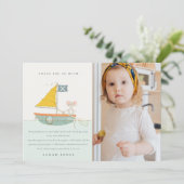 かわいい海賊ねずみヨット子供誕生日 サンキューカード (スタンド正面)