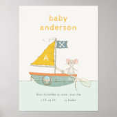 かわいい海賊ねずみ船の子供用モノグラムベビーグッズ ポスター (正面)