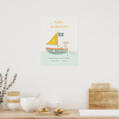 かわいい海賊ねずみ船の子供用モノグラムベビー像 ポスター (キッチン)