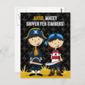 かわいい海賊のグリーティングカード ポストカード (正面/裏面)