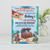 かわいい海賊のテーマの誕生日パーティーの招待状 招待状 (スタンド正面)