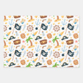 かわいい海賊のテーマ航海の柄 ラッピングペーパーシート (正面3)