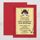 かわいい海賊の仲間たちよ！ 誕生日パーティーの招待状 招待状 (正面/裏面)
