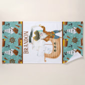 かわいい海賊の名前のキッズ ビーチタオル (正面)