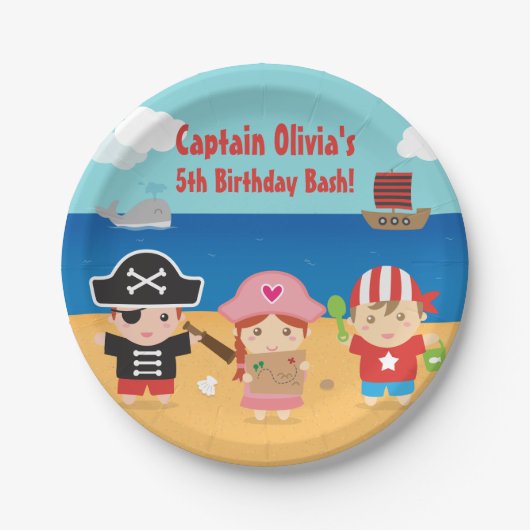 かわいい海賊の子供の誕生日パーティー用品 ペーパープレート (正面)