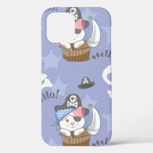 かわいい海賊の子猫パターン iPhone 12ケース