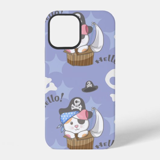かわいい海賊の子猫パターン iPhoneケース (裏面)