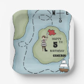 かわいい海賊の宝石地図子供の誕生日パーティー ペーパープレート (正面)