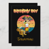 かわいい海賊の少年誕生日テーマ ノートカード (正面/裏面)