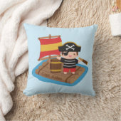 かわいい海賊の男の子が冒険の子どもたちの部屋を帆走 クッション (ブランケット)