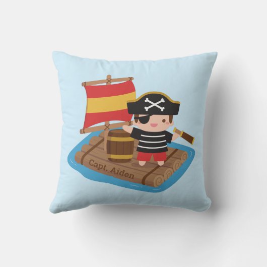 かわいい海賊の男の子が冒険の子どもたちの部屋を帆走 クッション (裏面)