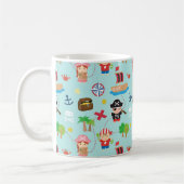 かわいい海賊の男の子と女の子の宝物 コーヒーマグカップ (左)