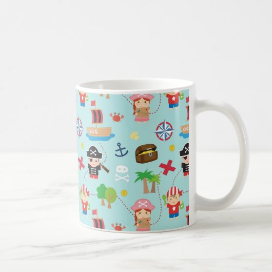 かわいい海賊の男の子と女の子の宝物 コーヒーマグカップ (右)