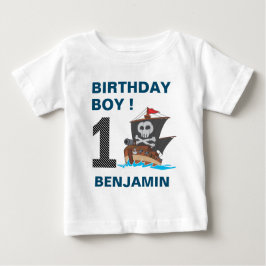 かわいい海賊の1歳誕生日パーティー ベビーTシャツ