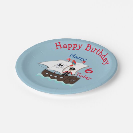 かわいい海賊をテーマにした誕生日パーティー ペーパープレート (アングル)