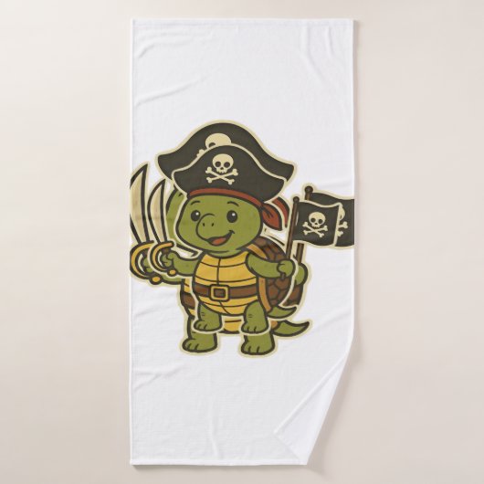 かわいい海賊カメ クラシックTシャツ バスタオル (バスタオル)