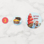 かわいい海賊ガールバースデーパーティーボート コンフェッティ (裏面)