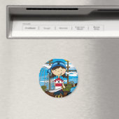 かわいい海賊ガールマグネット マグネット (インサイチュ (食洗機))