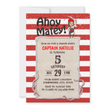 かわいい海賊ガールレッドストライプバースデーパーティー