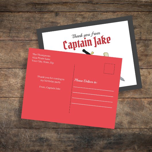 かわいい海賊シンプルサンキューカスタムユー ポストカード