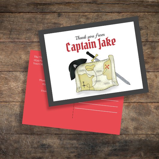 かわいい海賊シンプルサンキューカスタムユー ポストカード