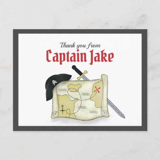 かわいい海賊シンプルサンキューカスタムユー ポストカード (正面)