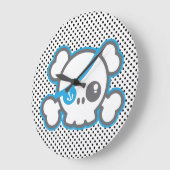 かわいい海賊スカルウォールクロック ラージ壁時計 (傾斜)