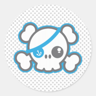 かわいい海賊スカルシール ラウンドシール