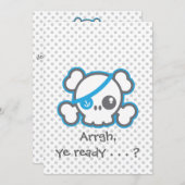 かわいい海賊スカルハローウィンパーティ招待状 招待状 (正面/裏面)