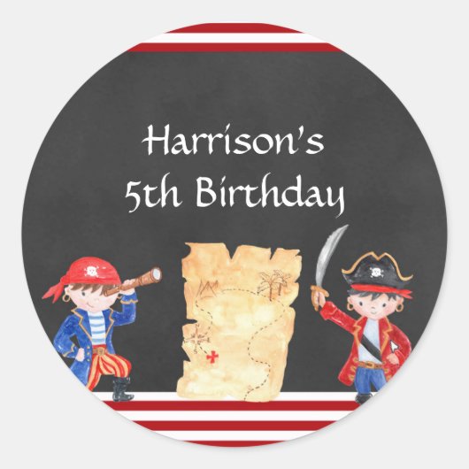 かわいい海賊ステッカー ラウンドシール (正面)