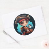 かわいい海賊ステッカー ラウンドシール (封筒)