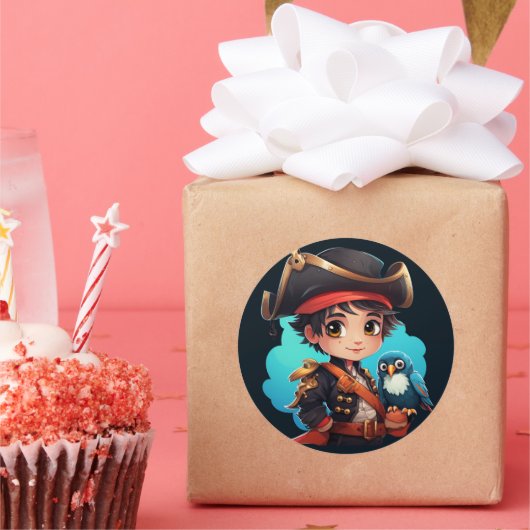 かわいい海賊ステッカー ラウンドシール (パーティー)