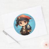 かわいい海賊ステッカー ラウンドシール (封筒)