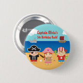 かわいい海賊テーマの子供の誕生日のパーティの記念品 缶バッジ (正面&裏面)